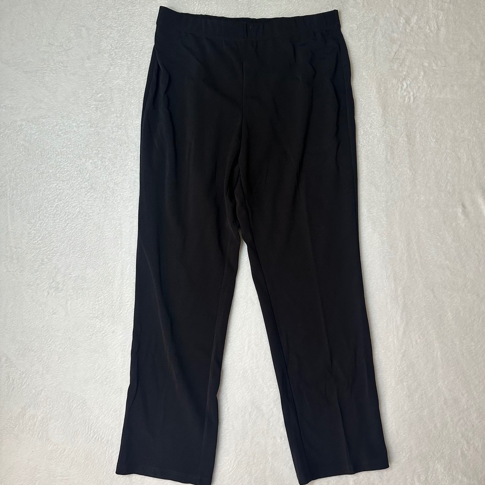 Susan Graver Liquid Knit Black Pants Size Large L Pull-On Straight Leg Travel